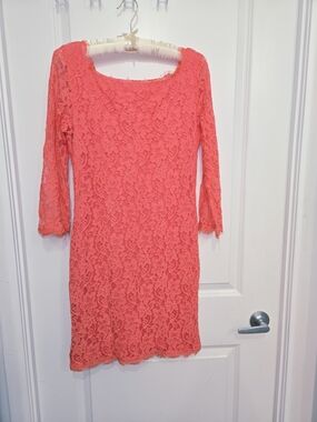 Diane Von Furstenberg Zarita Coral Lace Sheath Dress